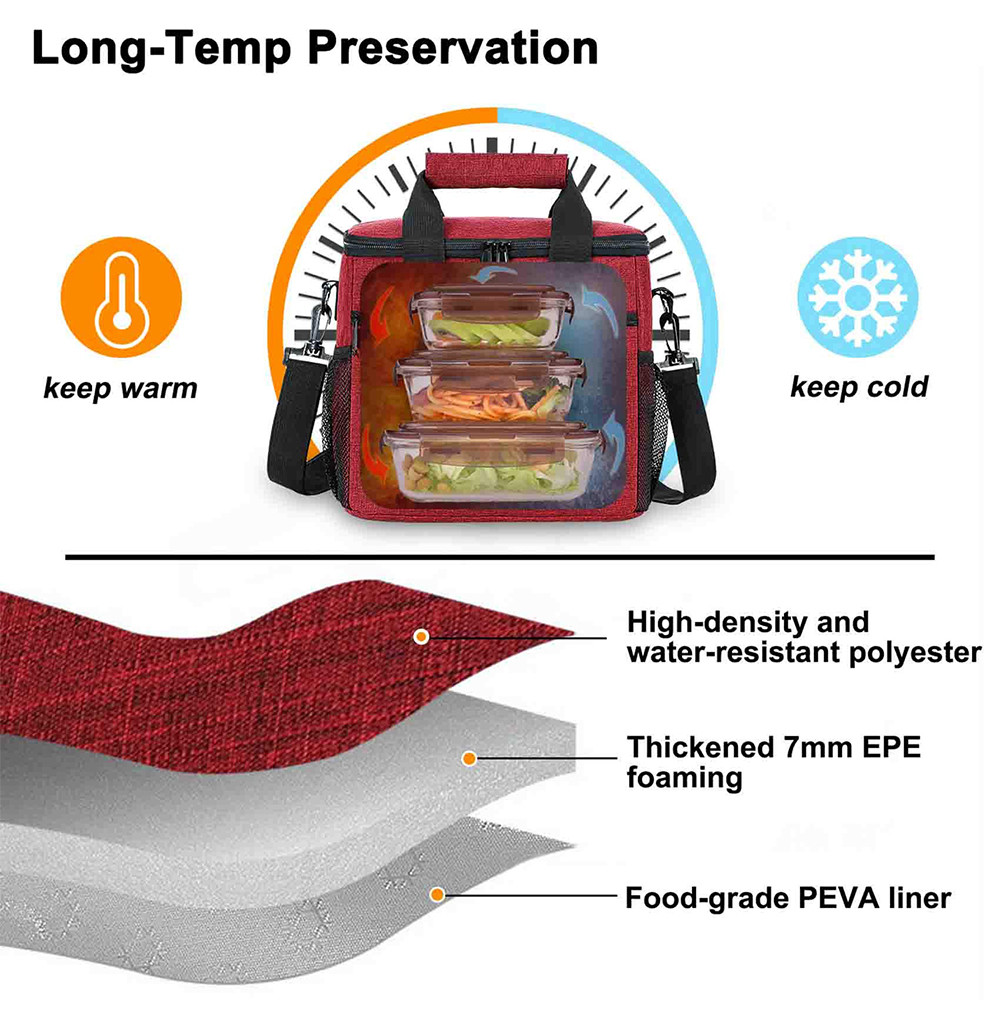 Water Resistant Thermal Cooler Lunch Bag For Travel