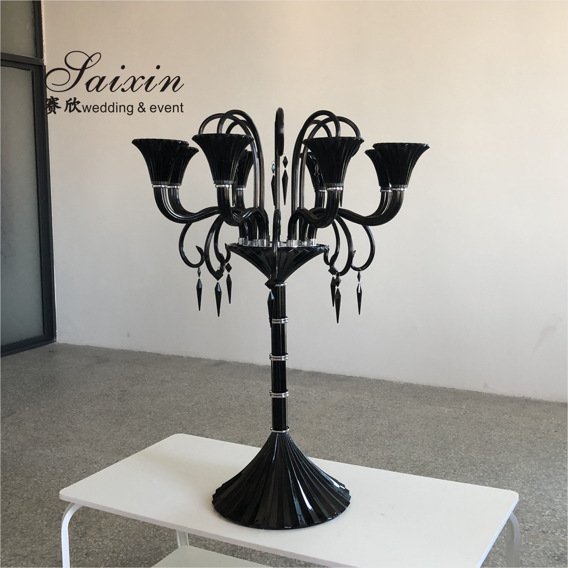 ZT-524 Luxury crystal glass red candelabras for wedding centerpieces