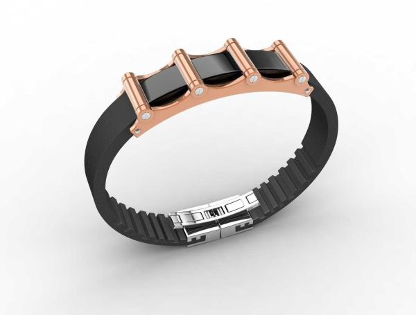 Top Quality Europe Fashion Stainless Steel Genuine Leather Silicone Bangle