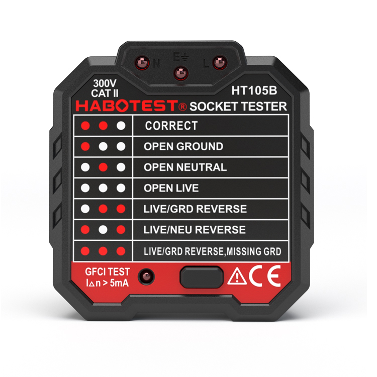 GFCI RCD 110V 220V Plug In Voltage Tester / Outlet Voltage Tester Dimensions 62*65.5*56 mm