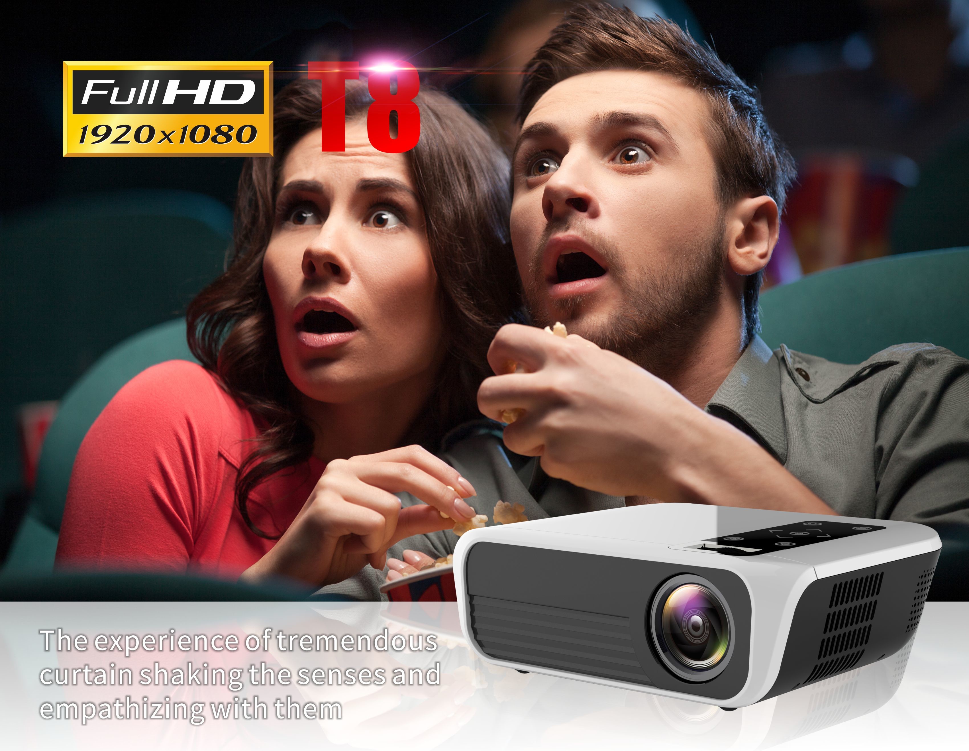 200" 3000lm HD Mini LED Projector 1080P T8 Full Hd Projector For TV DVD PC