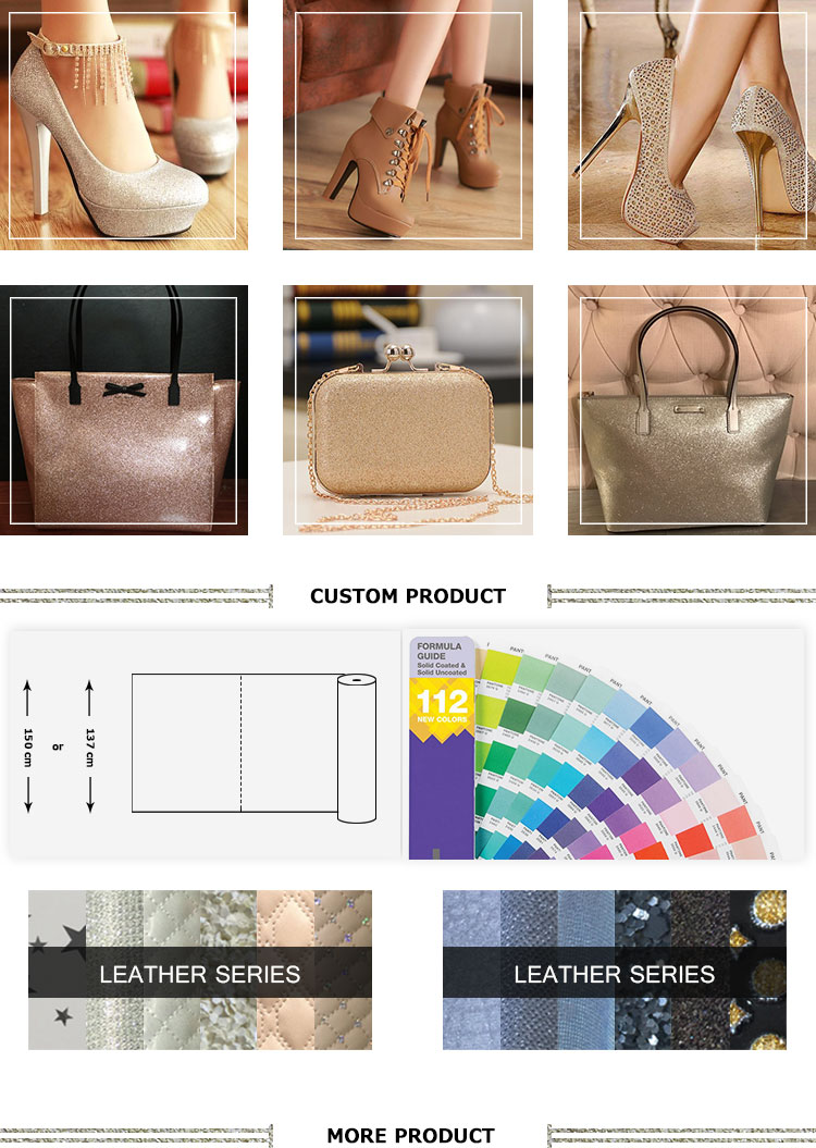 Fashion glitter pu shoe leather