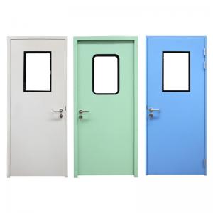 China Modern Polymer Cleanroom Steel Door Double Glazing Stainless Steel Hospital Door on sale
