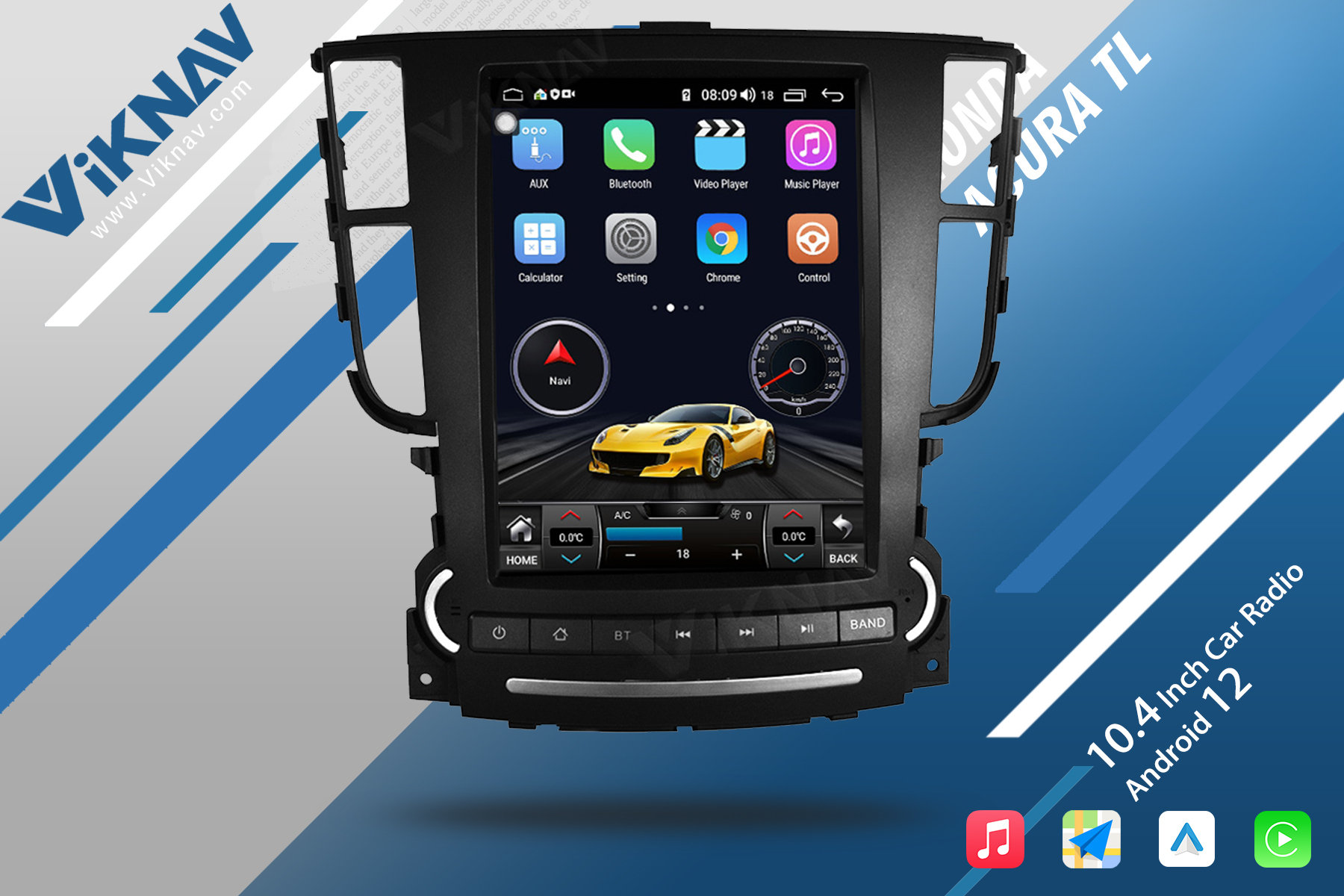 2 Din 2006-2018 Acura TL Honda Tesla Screen Car Radio GPS Navigation Carplay