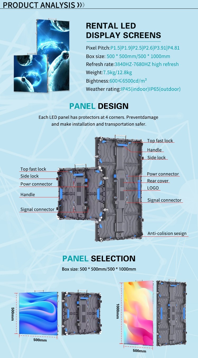YUYI 500*1000mm P4.81 P3.91 Indoor LED Wall Screen Display Video Panel Digital Signage and Displays for Rentals
