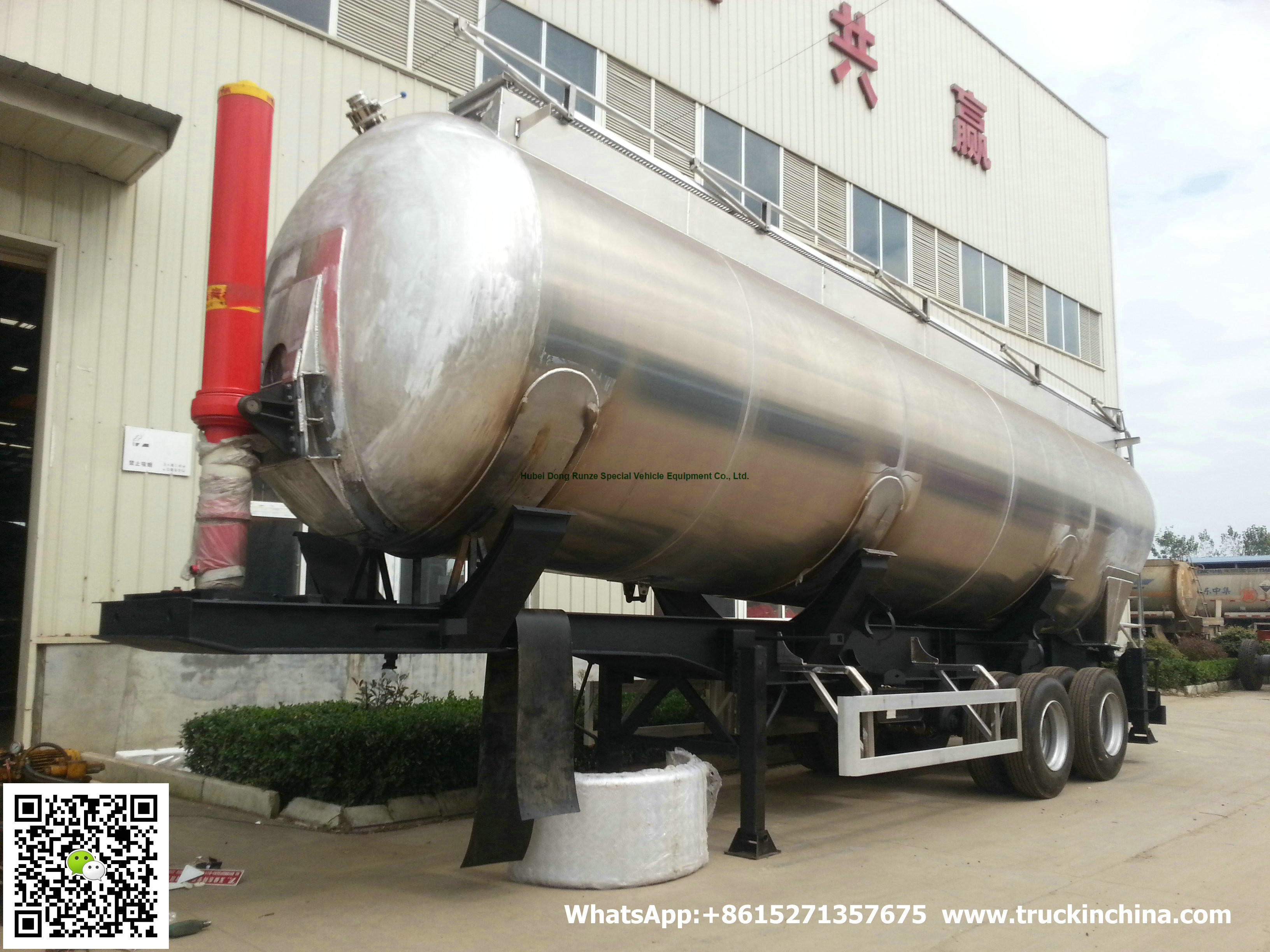 Aluminum Alloy Wheat Flour Bulk Tanker with Tipping Hydraulic Cylinder (6000USG-10000USG ）whApp:+8615271357675