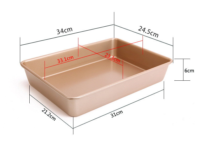 Gold coating 13 inch non-stick deepened rectangular baking pan cake pan bread tin Europe bakeware
