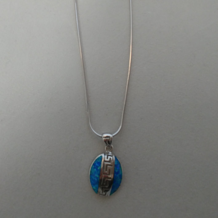 Key Design Meandros Opal Pendant Necklace With 925 Sterling Silver