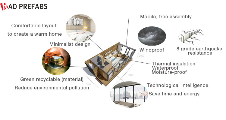 Art Villa Prefab House , Waterproof Resort Beach House, Smart Interior and Modular House
