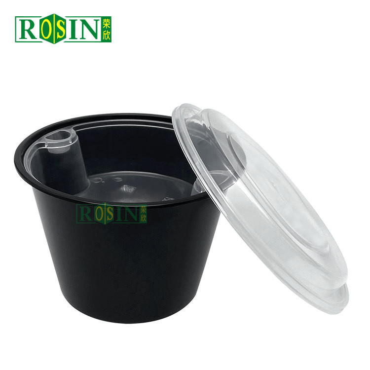 Disposable PP 2 Level Takeaway Food Container Round Plastic Takeaway Bowl With Covers