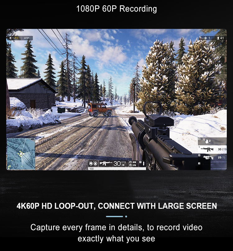 4k Hdm1 Input 1080p60 Output Capture Card With Independent Microphone