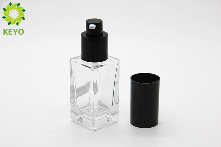 Liquid Foundation Pump Bottle 30ml Square Shape Clear Glass Material Made