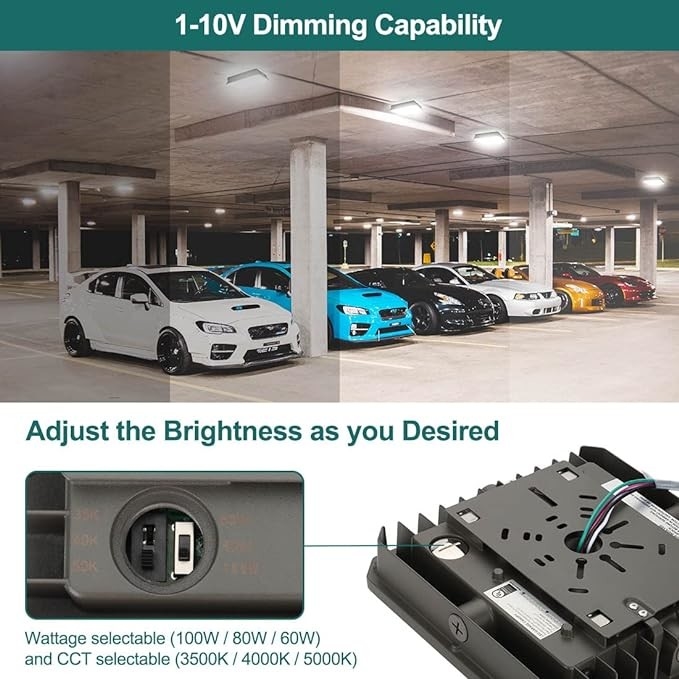 High Lumen 60W LED Canopy Light 0-10V Dimming With CCT And Power Selection