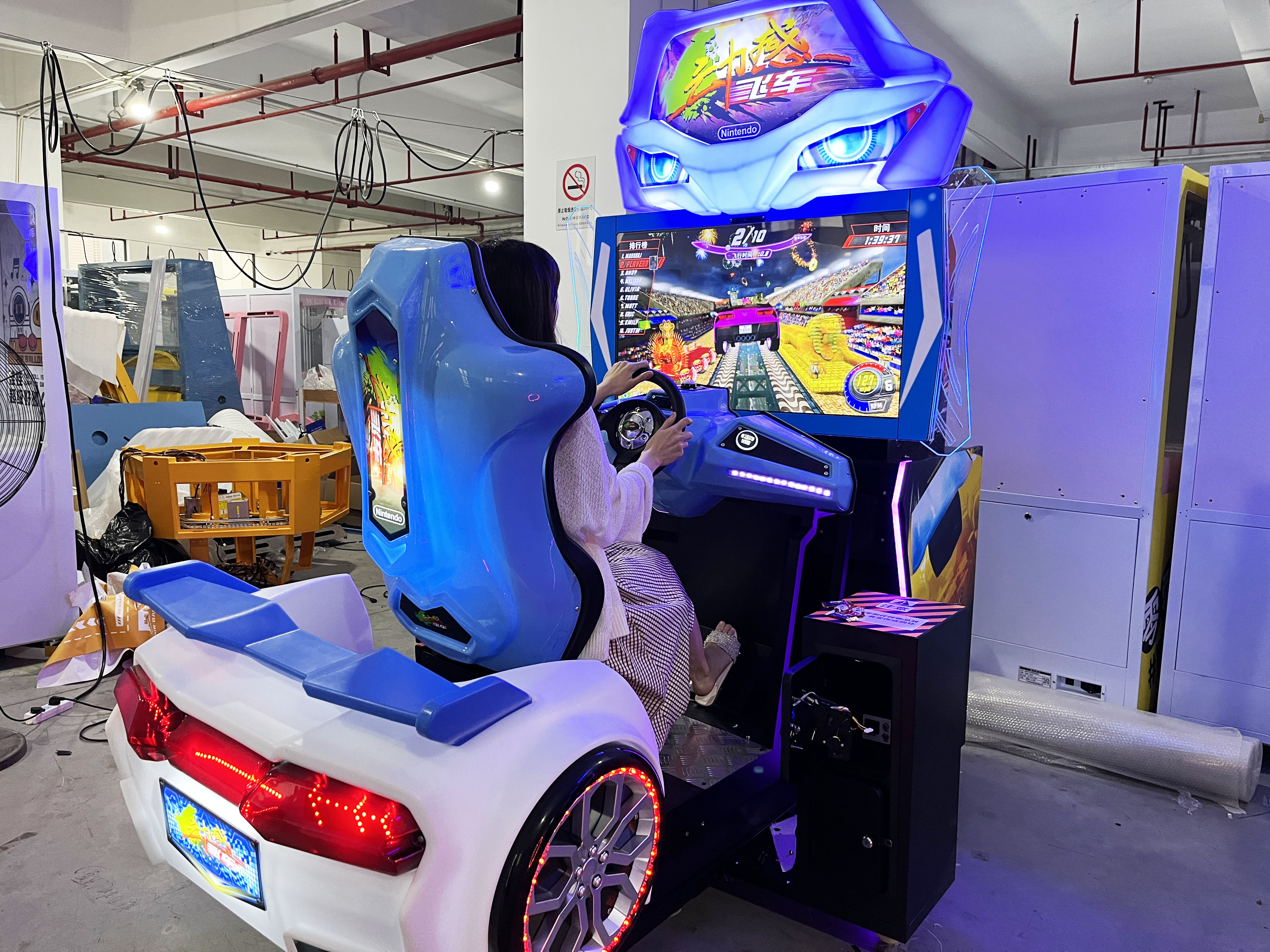 Coin Operated Connecting Dynamic Arcade Car Racing Machine With Wonderful Music