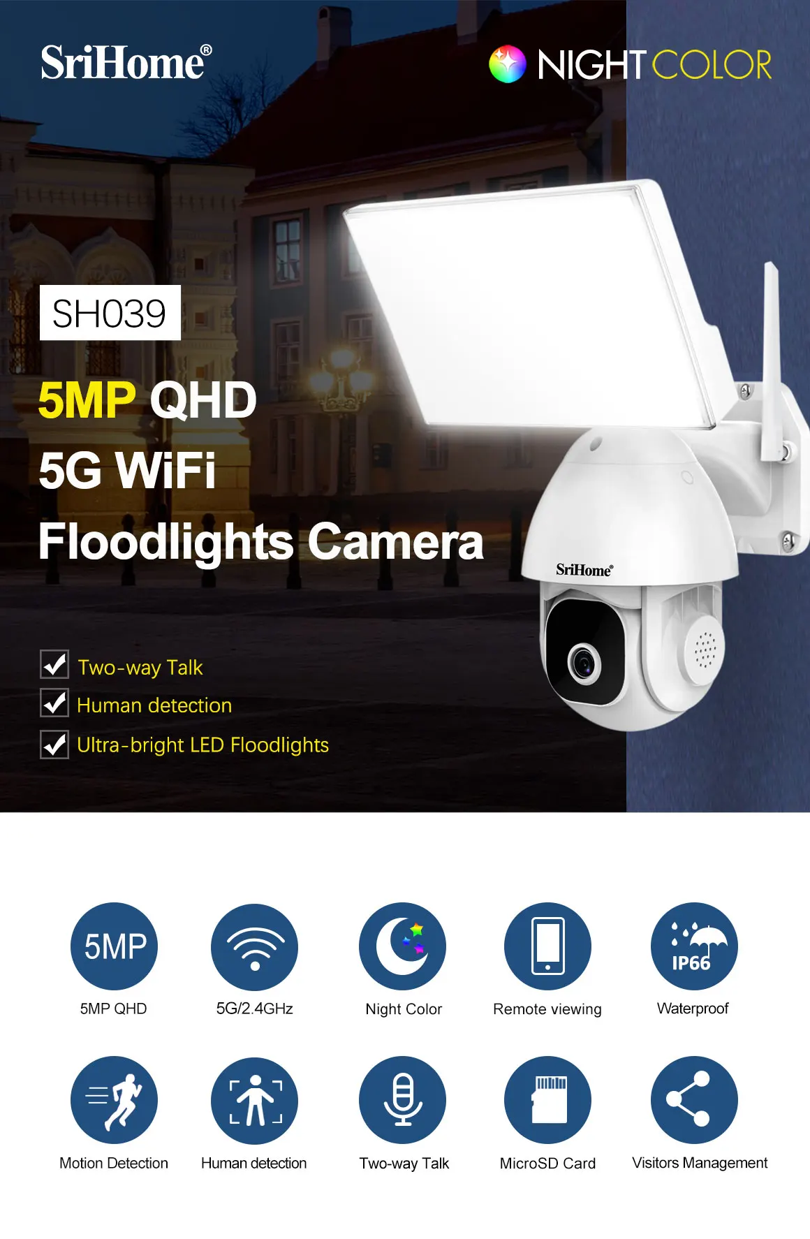 5MP H.265 Two Way Audio Home Security Baby Camera Wireless Security Camera