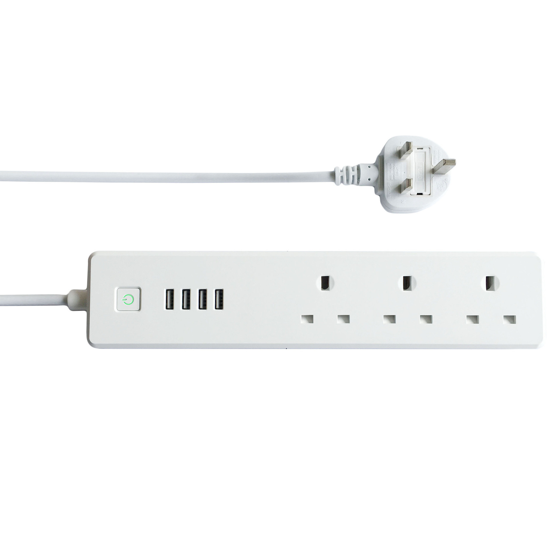 Universal Electrical 10A Tuya Wifi Smart Plug Fast Charging Extension UK 4 Plug + 4 USB