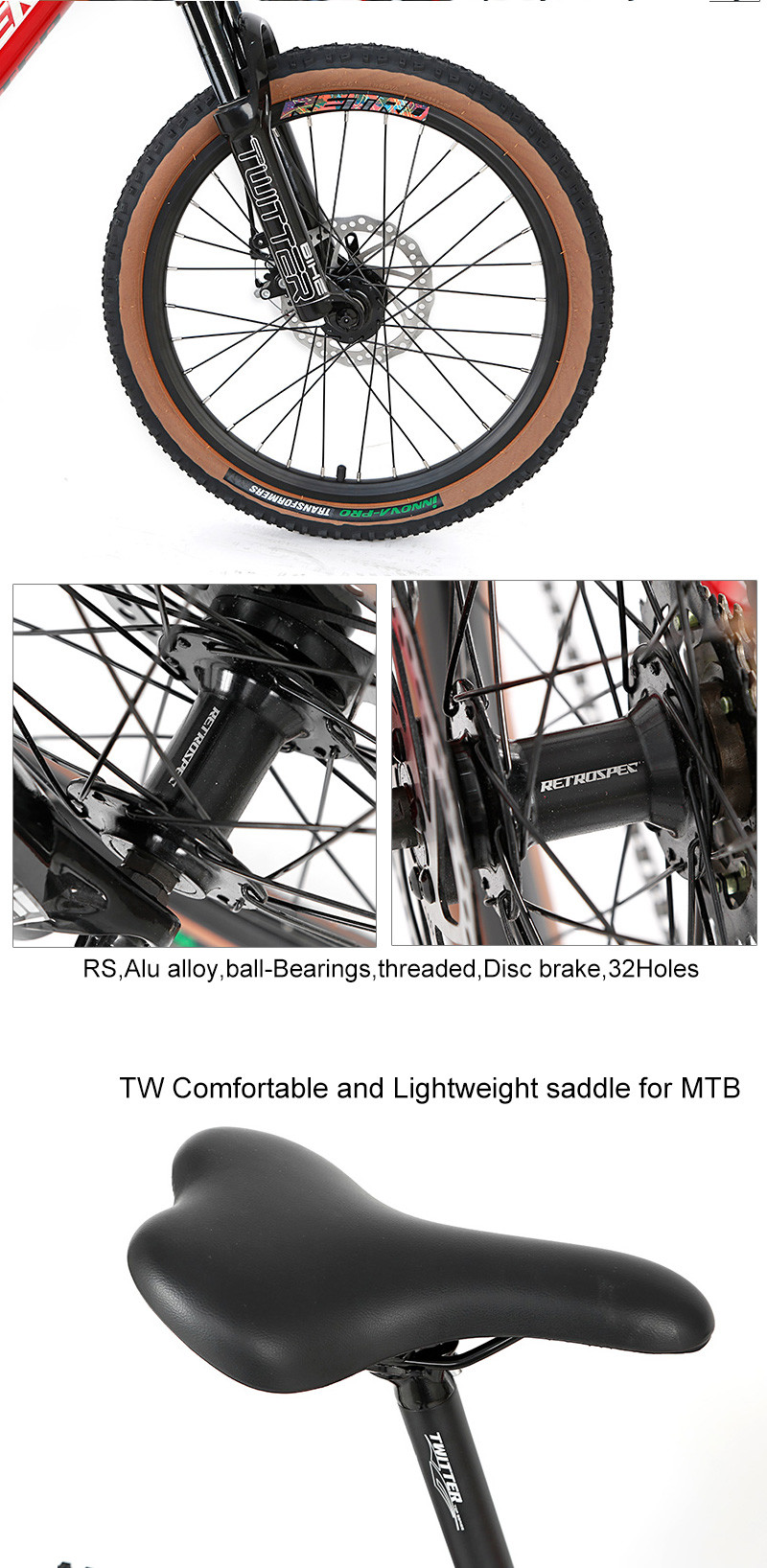 20 Inch MTB , Carbon Fibre Hardtail Mountain Bike 11.3KG For Kids