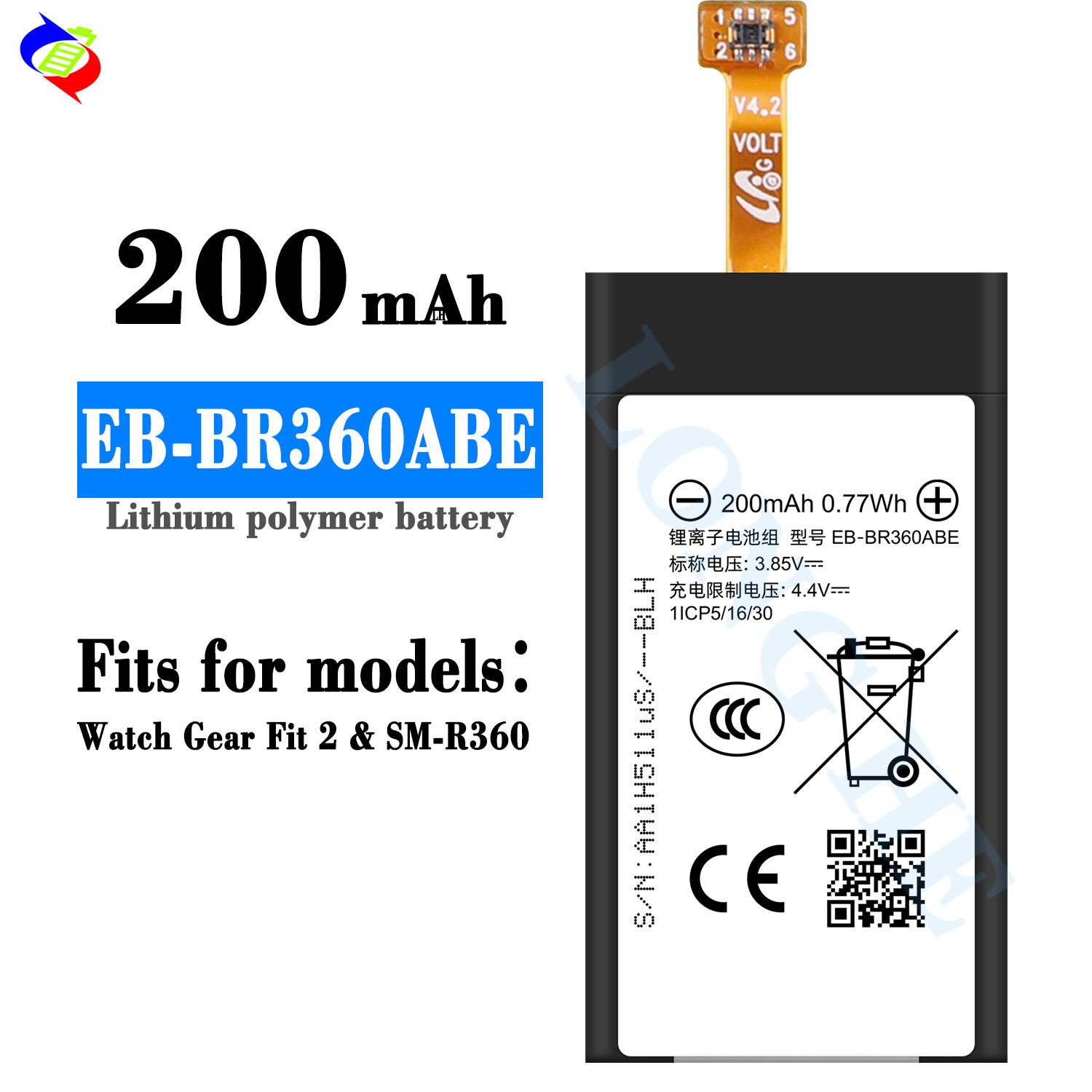 Factory Replacement EB-BR360ABE Battery For Samsung Gear Fit2 SM-R360 Smart Watch Bateria