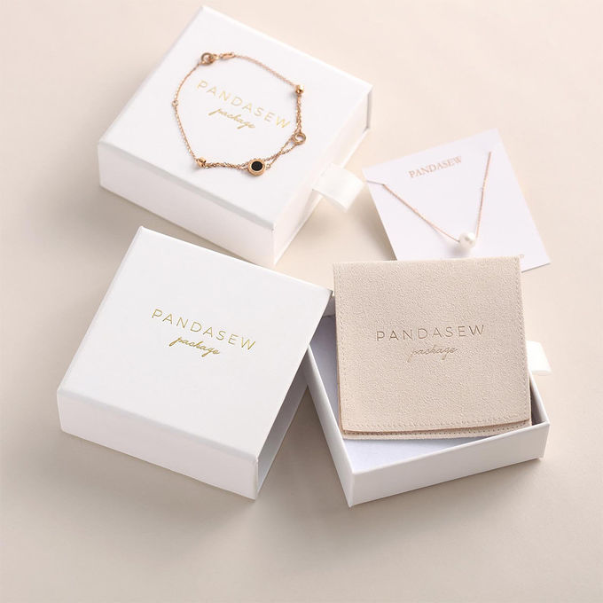 Chic Small Cardboard Jewelry Packaging Box Slide Open With Satin Puller