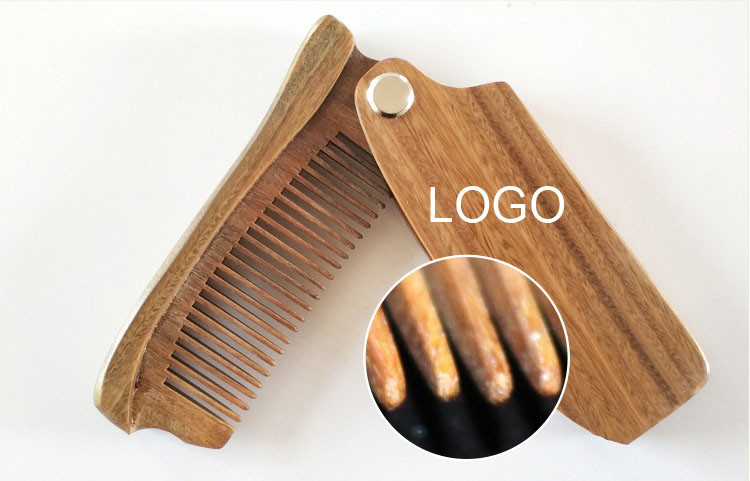 Vintage Folding Hair Wooded Comb Logo Customized Home Supplies