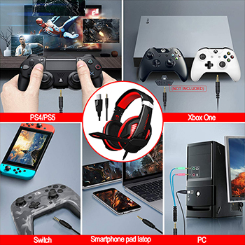 7.1 Gaming Headphones with Mic and RGB Light Frequency Range 15 Hz-20KHz PS4 Audifonos