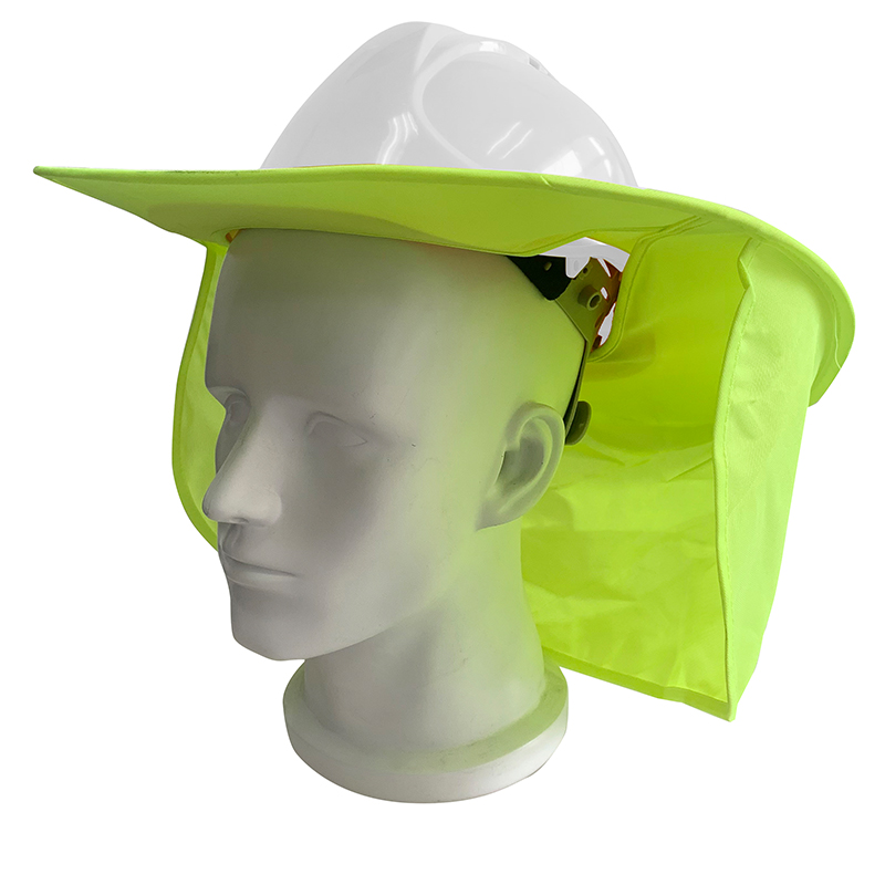 Lime and Orange High Visibility Sun Protection Helmet Curtain for Breathable Sunshade