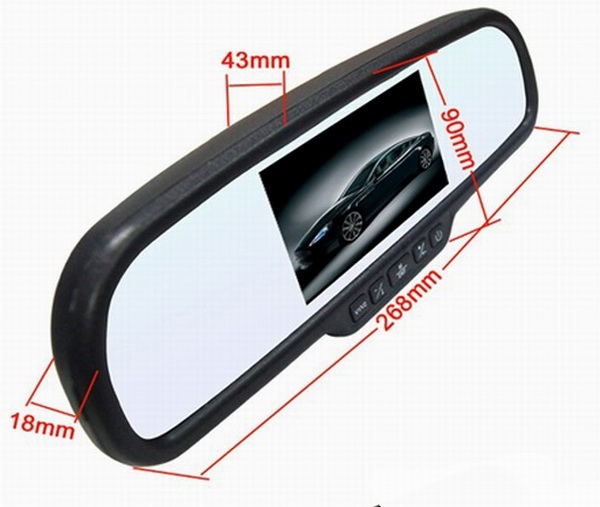 Car Rear View Rearview Mirror Monitor with Special Bracket 480*272 Resolution 2Video Input