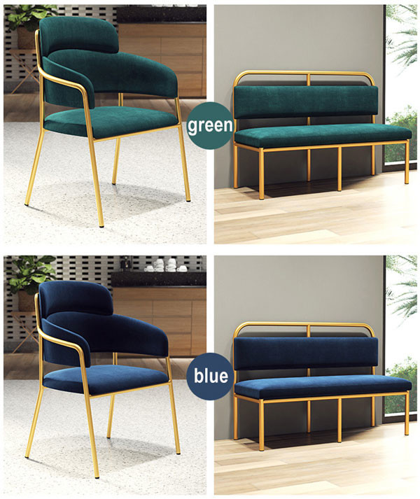 Metal Velvet Restaurant Seating Tables And Chairs Removable Washable ODM