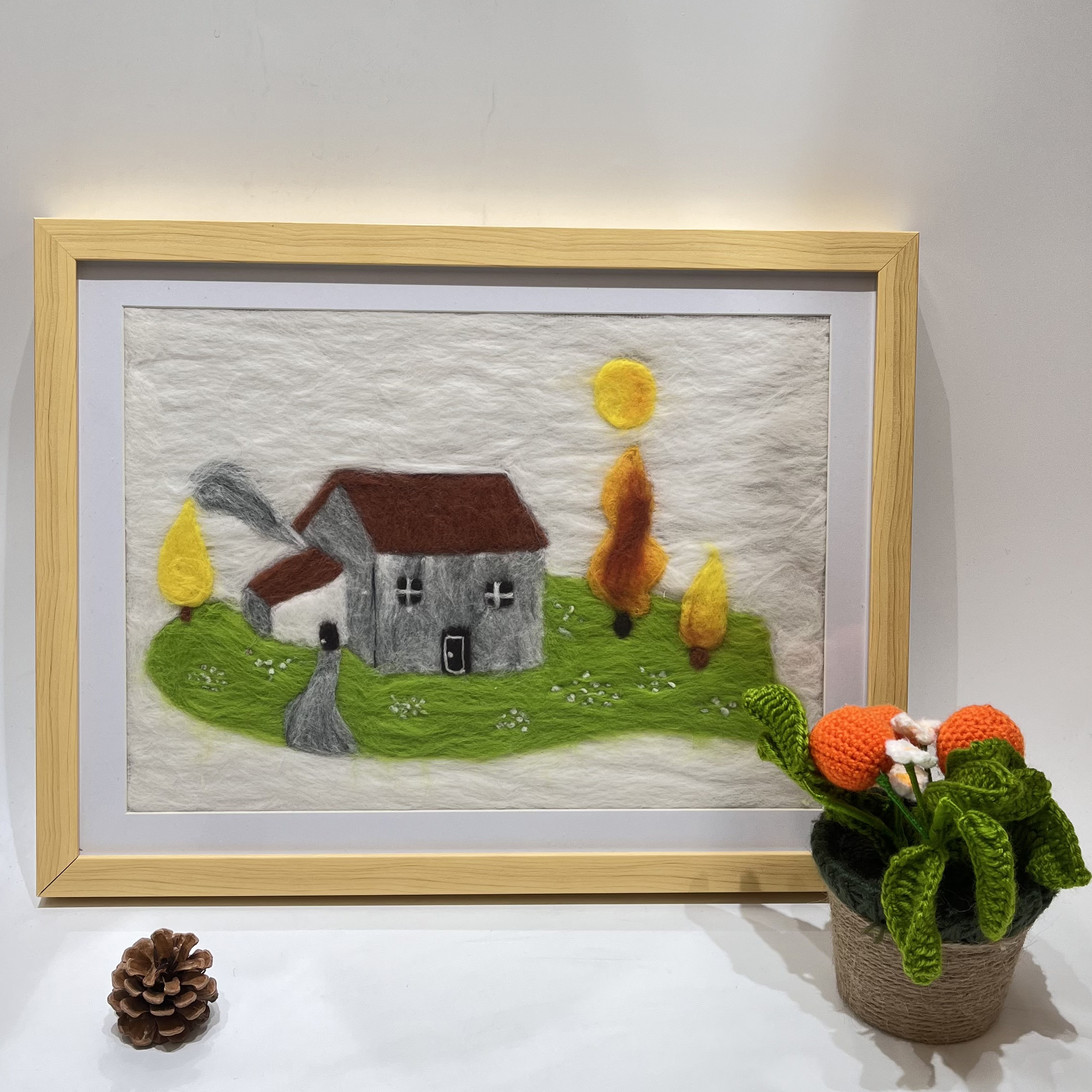 Wool House Thread Decoration Painting Punch Needle DIY Kit For Beginners
