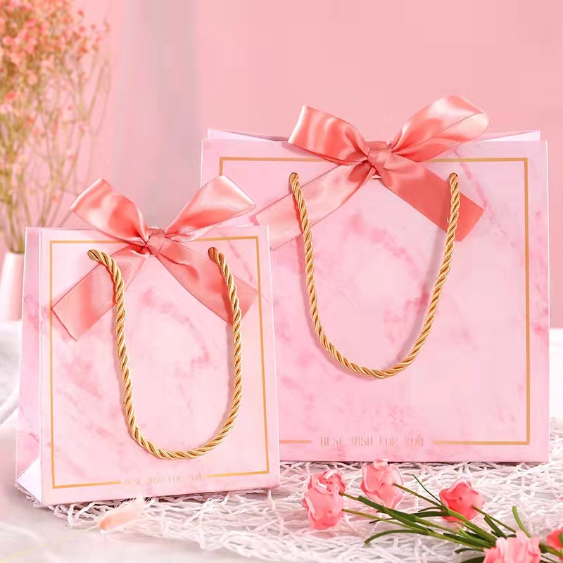 wholesale luxury foldable shopping bag custom logo black paper gift bag with ribbon