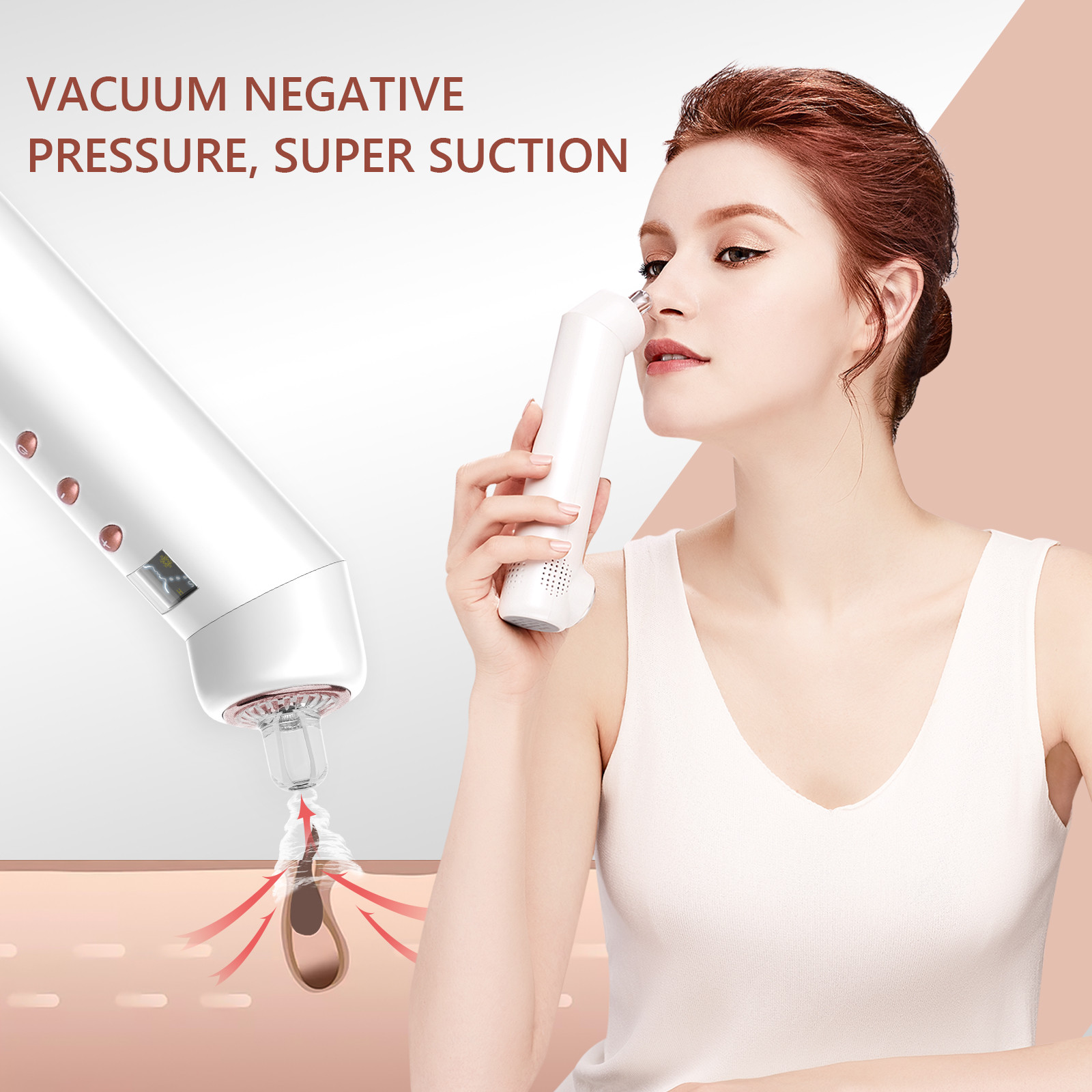 ROHS Rechargeable 0.06MPa Electric Blackhead Remover
