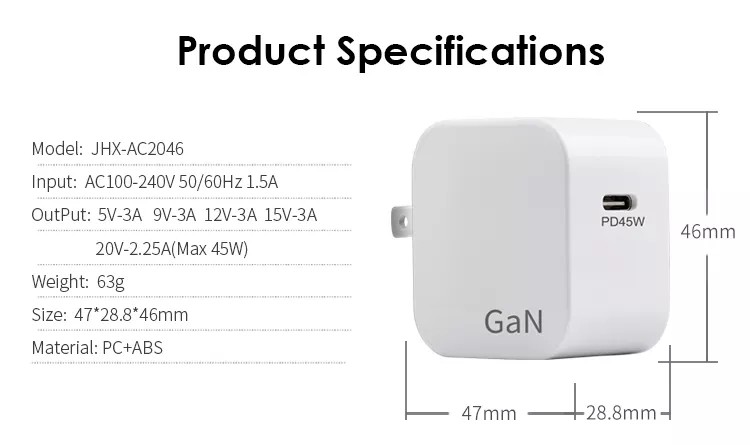 45W PPS 30W GaN USB C Wall Charger For IPhone 12 13 Pro Max MacBook Air