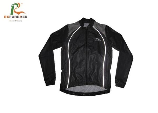 Black Long Sleeve Cycling Jersey Sun Protection , Stripes Personalized Cycling