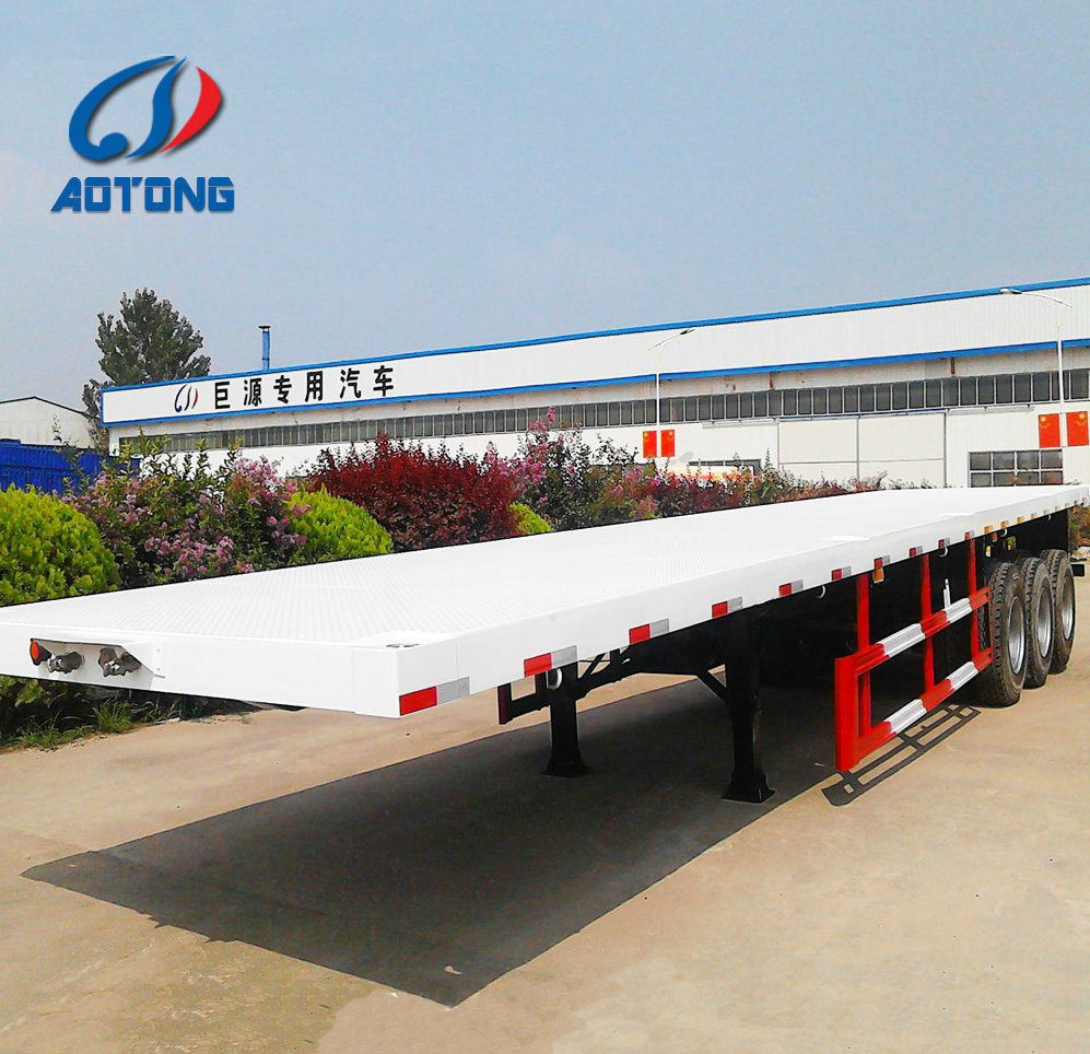 20ft 40ft Container Transport Flat Bed Trailer 3 Axle Flatbed Semi Trailer Moving Shipping