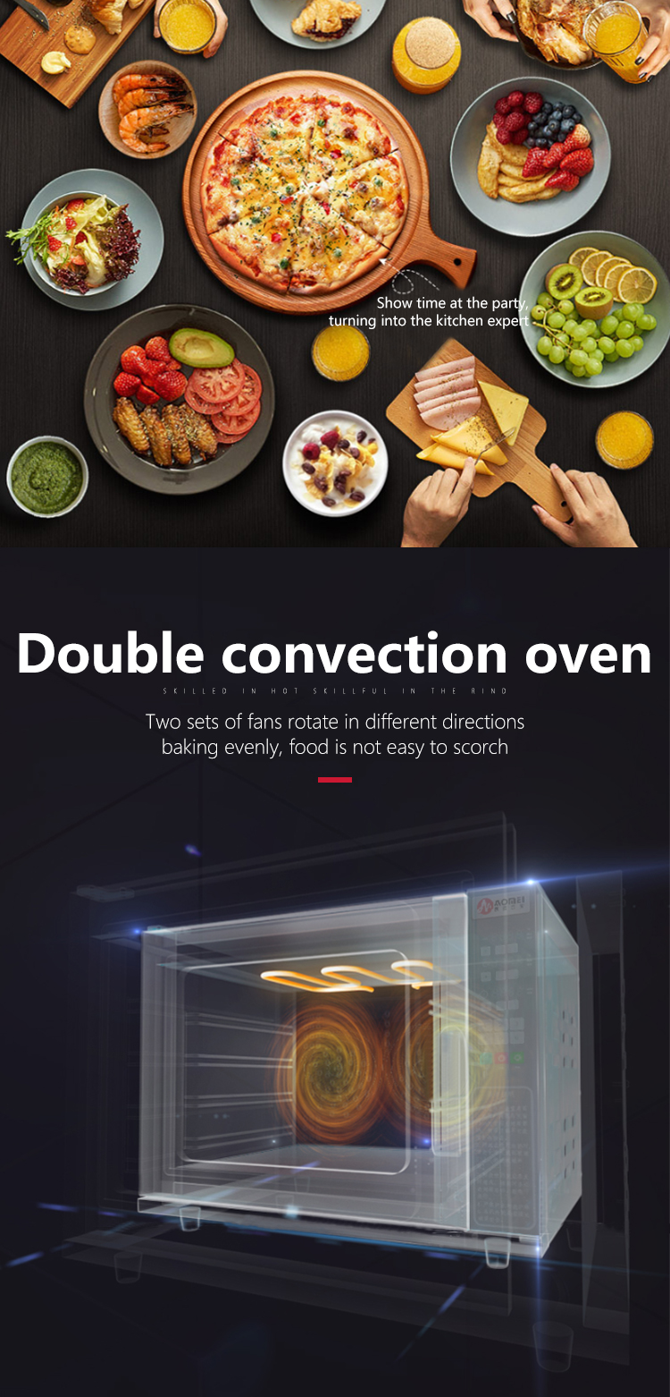 Stainless Steel Digital Glass Countertop Convection Oven for Bakery Bread Production