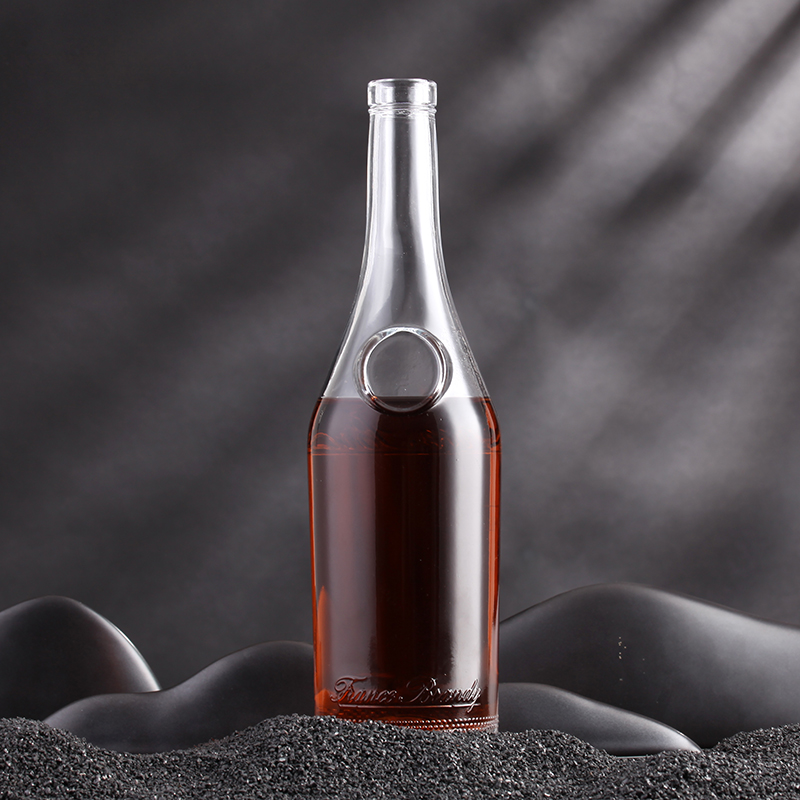 Rubber Stopper 500ml 800ml Clear Brandy Glass Bottle for Logo Acceptable Customer's