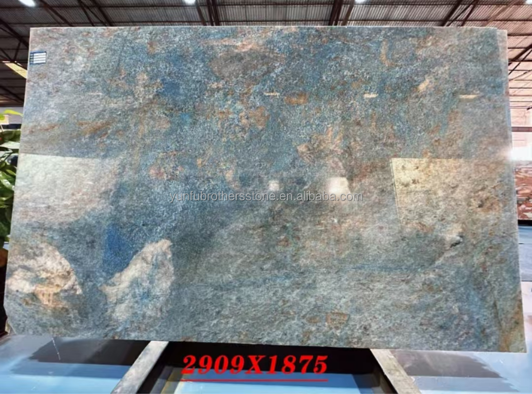 Amazon Blue Luxury Stone Polished Slab for Villa and Hotel Interior Design Inspiration