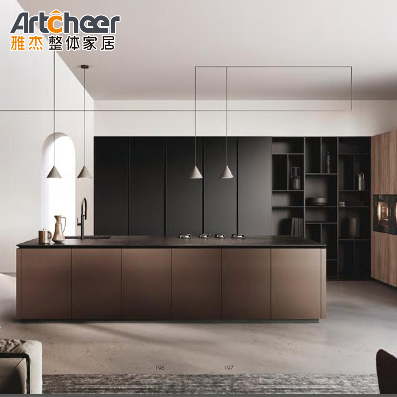 E0 Grade Island Home Kitchen Cabinet Flat Pack Design For Modern Home Decor