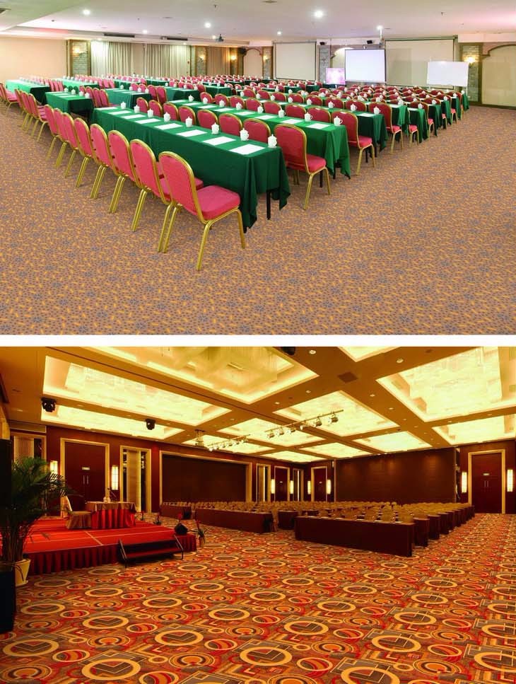 Available design red gold printed nylon carpet for meeting room