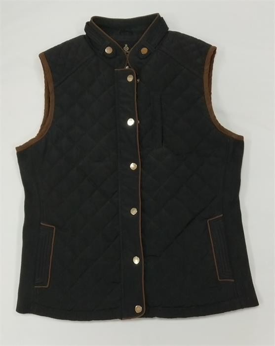 Navy Blue Black Long Quilted Vest Womens Ladies Padded Vest Woven Material