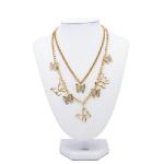 Layered Custom Fashion Chain Necklace Transparent Rhinestone Butterfly Gold