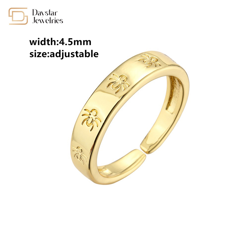 Custom Jewelry 18k Gold Plated Rings Women Men Adjustable Ant Insect Engraved