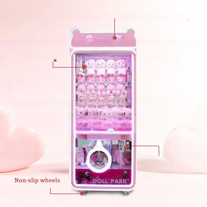 Dreamland Factory ICT Bank Note Bill Acceptor Panda Pink Claw Crane Toys Plush Game Machine for sale