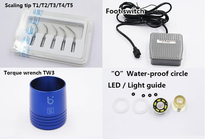 Piezo LED Dental Ultrasonic Scaler Auto Water Detachable Handpiece Polishing Tips