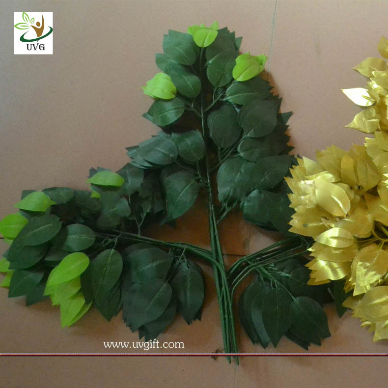 UVG silk banyan branches artificial leaves for indoor theme decoration GRE053