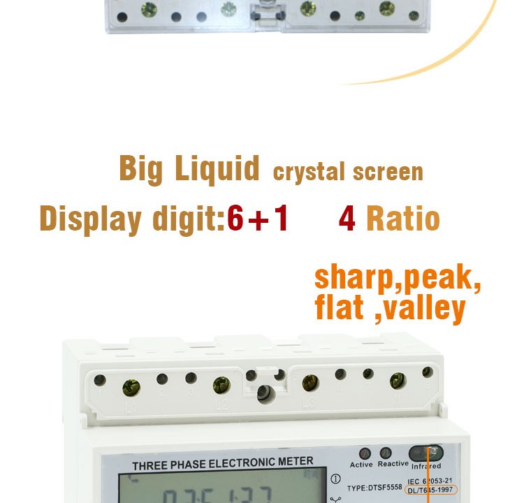 Three Phase Din Rail Small Power Meter Digital Electric Meter