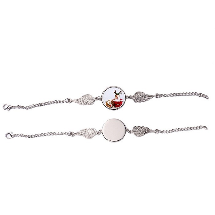 Personalized Sublimation Angel Wings Bracelet With Printable Metal Insert Creative Sublimation Souvenir Gift