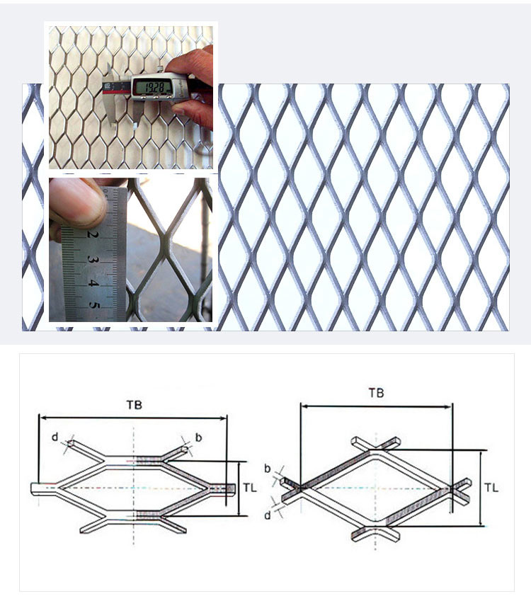 Aluminium Expanded Wire Mesh , Decorative Expanded Metal Mesh 0.3mm-8mm Thickness