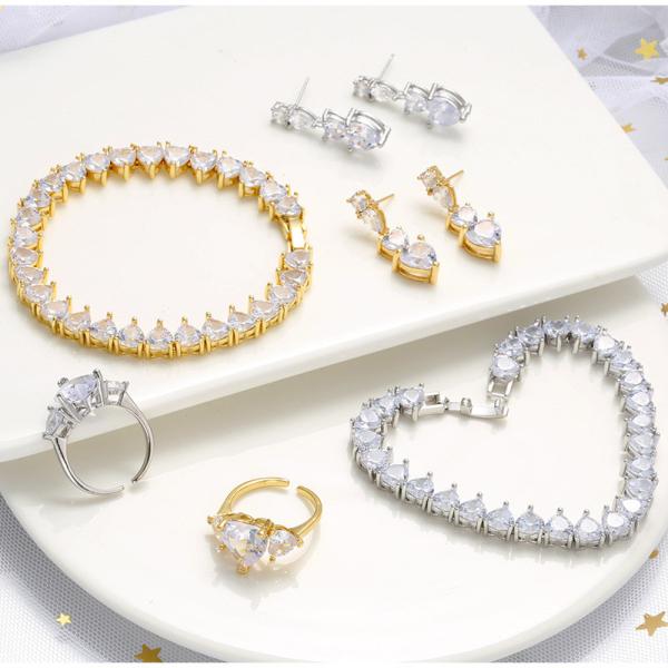 Pave Hip Hop Gold Plated Jewelry Cubic Zircon Cuban Bracelet Necklace Ring