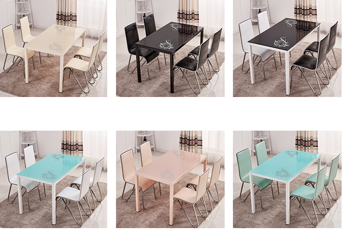 Powder Coating Glass Top Dining Room Table , Glass Dining Table And 4 Chairs